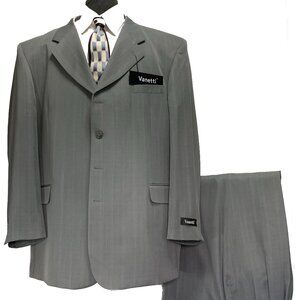 VANETTI LaCOLLEZIONI MEN'S 2 PIECE SUIT ITALIAN SUPERIOR POLYESTER 4B WOOL TOUCH